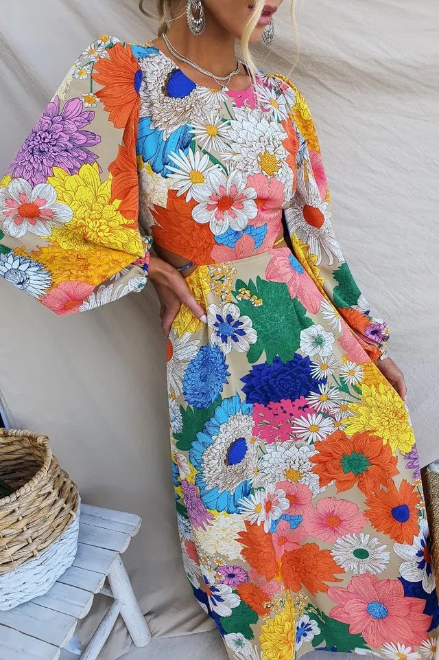 Floral Maxi Dress with Puff Sleeves