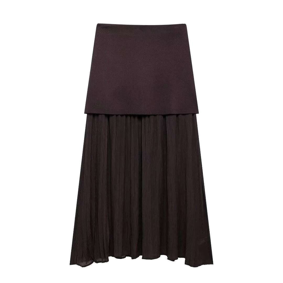 Knitted Two-Piece Set with Pleated Skirt for Stylish Comfort