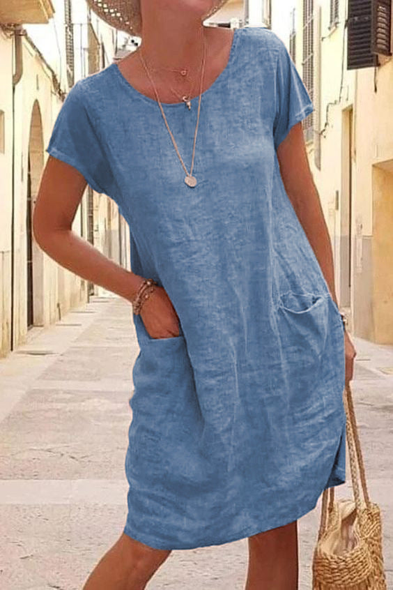 Linen Casual Dress with Pockets for Effortless Style