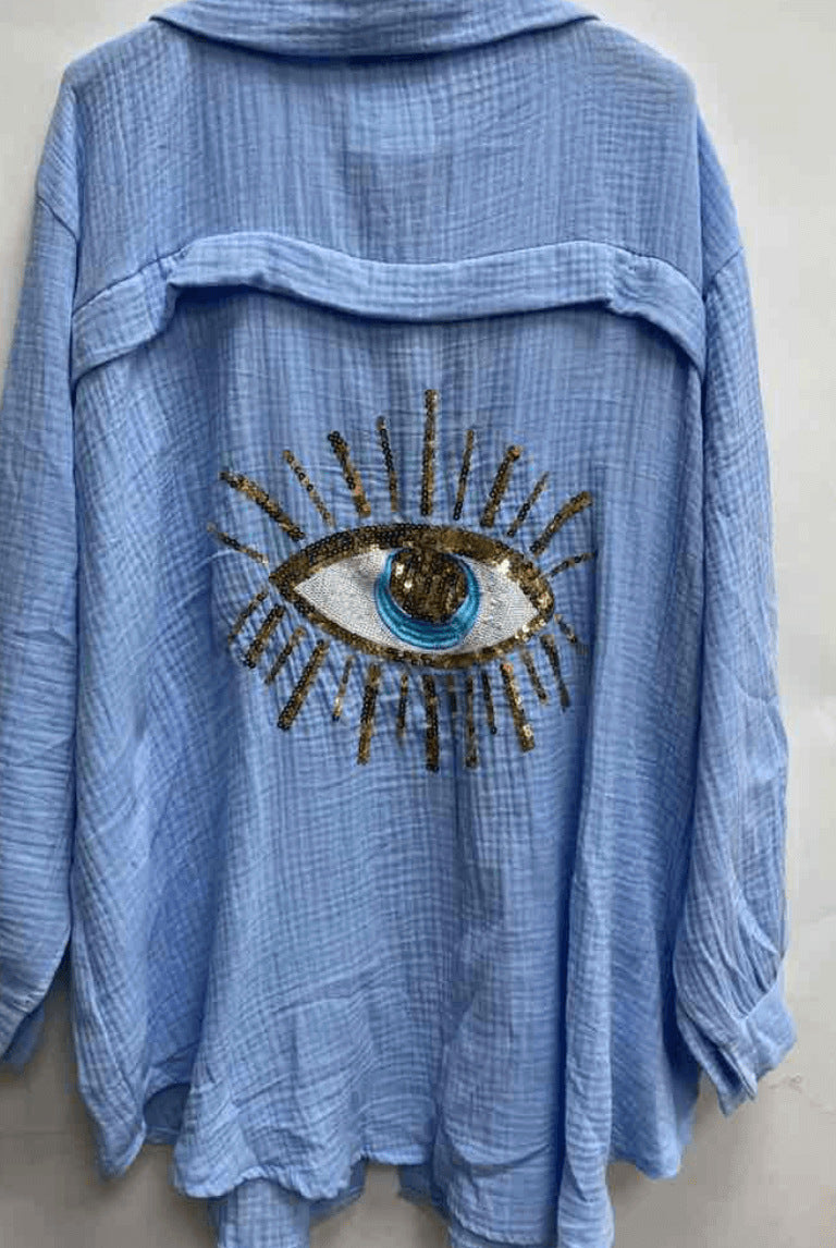 Turkish Eye Pattern Lightweight Beach Shirt for Summer Wear