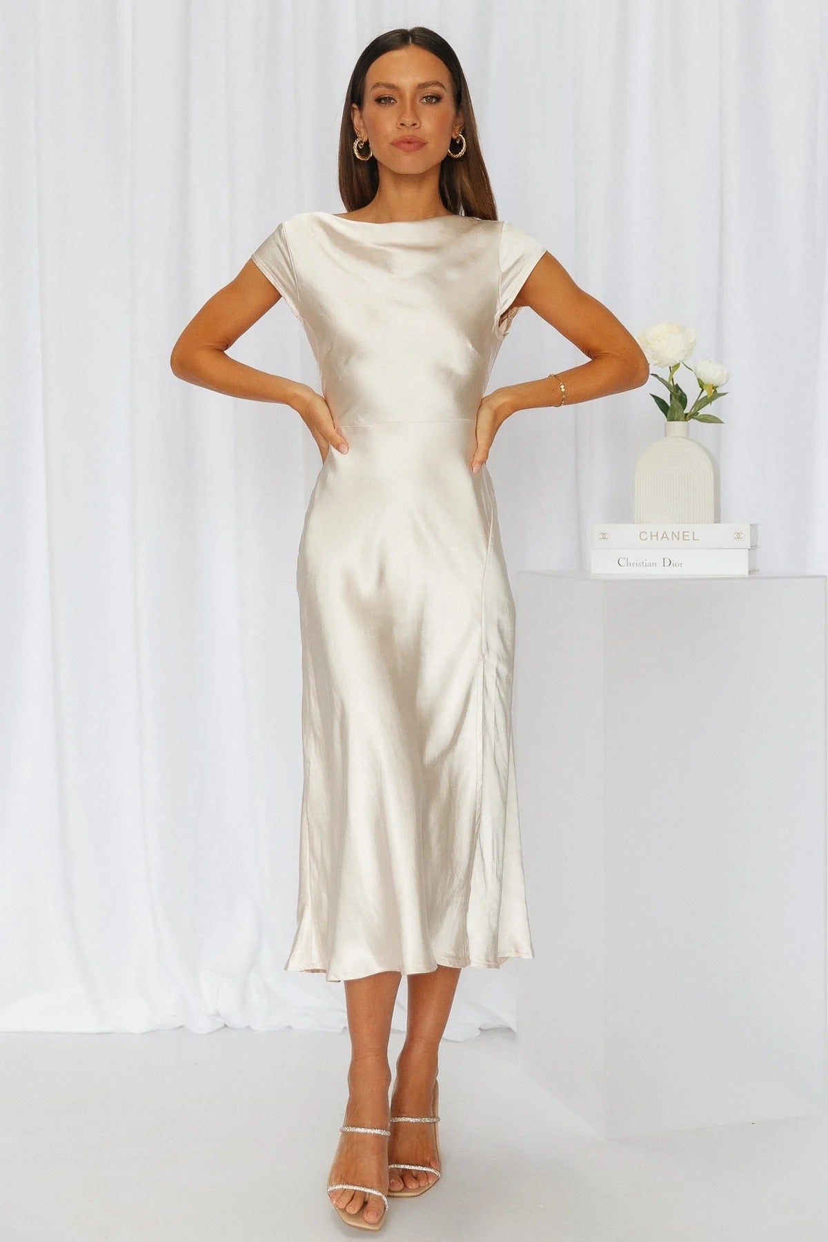 Ethereal Elegance Women's Midi Dress for Special Occasions