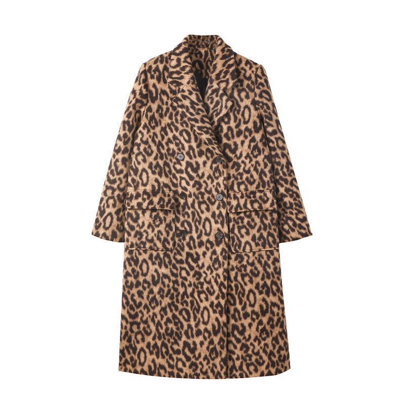 Cozy Leopard Print Long Coat for Stylish Warmth