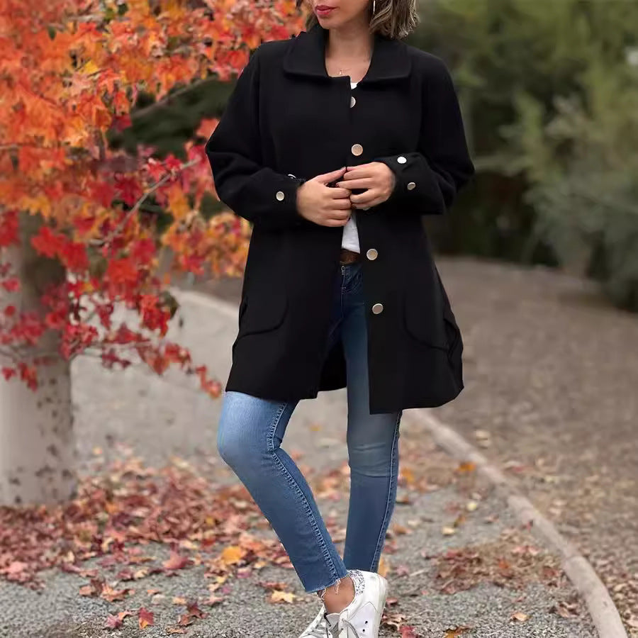 Women's Oversized Wool-Blended Coat - Classic Longline Winter Outerwear