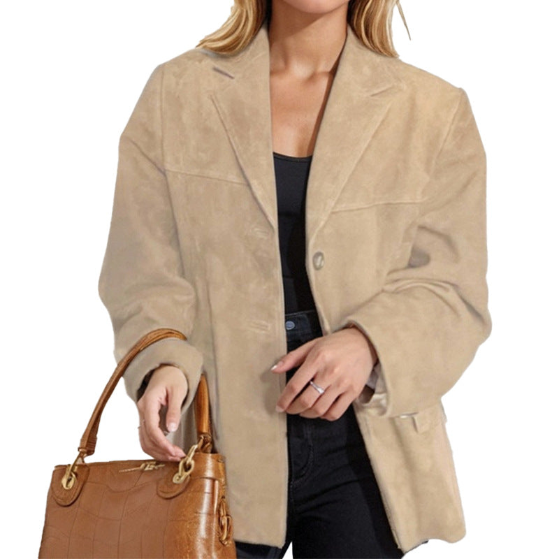 Women’s Suede Oversized Blazer Jacket