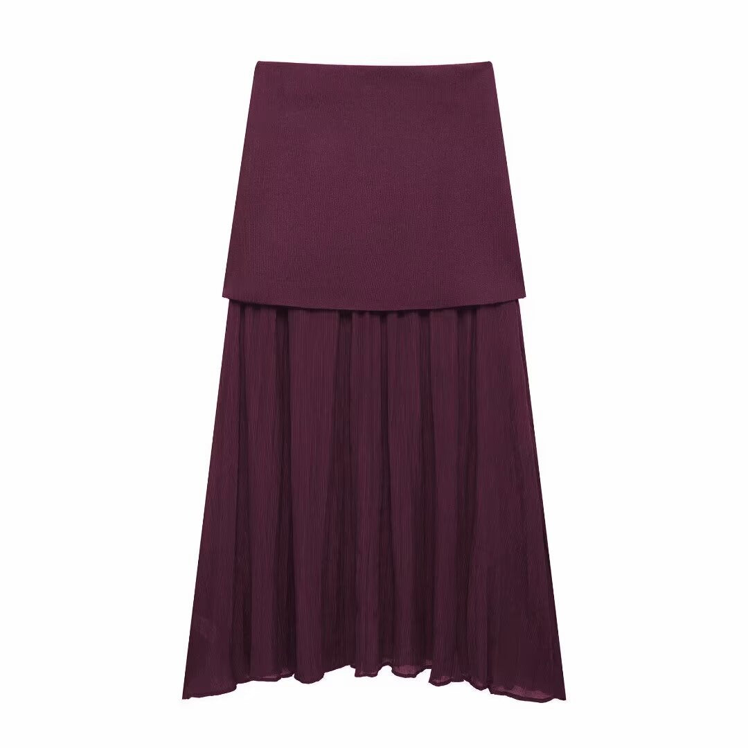 Knitted Two-Piece Set with Pleated Skirt for Stylish Comfort
