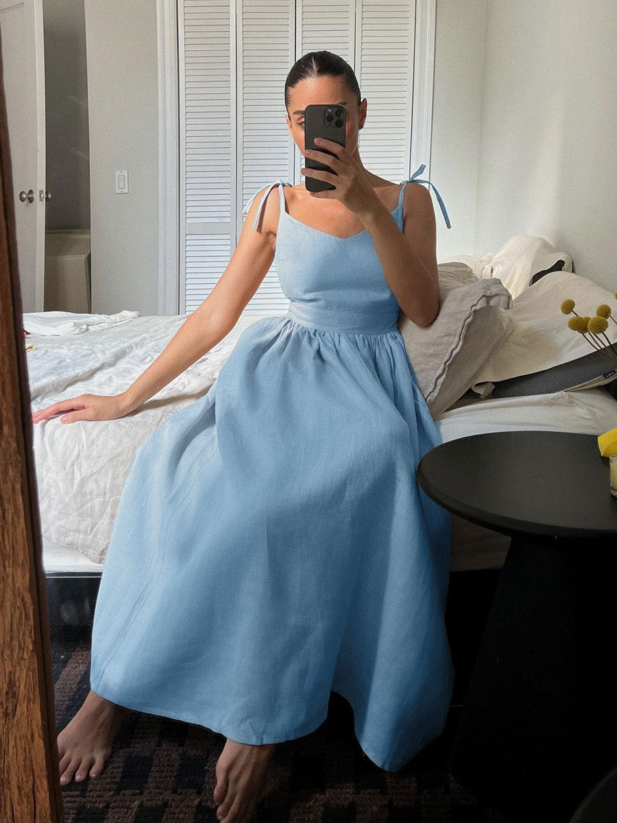 Cotton Maxi Dress with Long Straps for Comfortable Everyday Wear