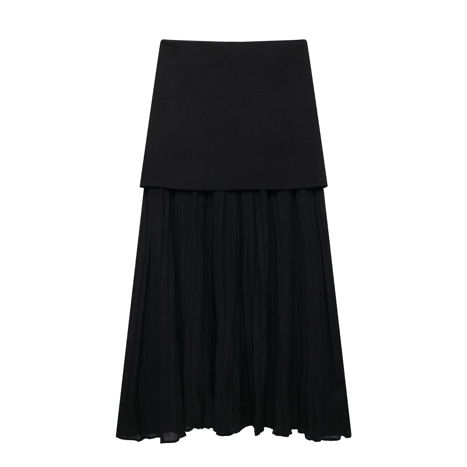 Knitted Two-Piece Set with Pleated Skirt for Stylish Comfort