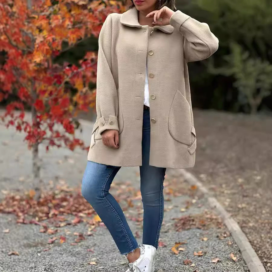 Women's Oversized Wool-Blended Coat - Classic Longline Winter Outerwear