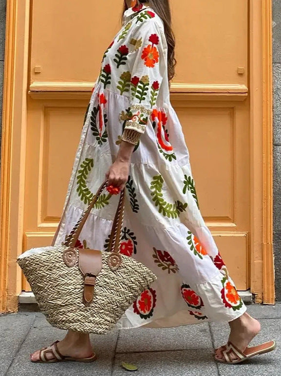 Bohemian Style Elena Dress with Flowing Design and Vibrant Patterns