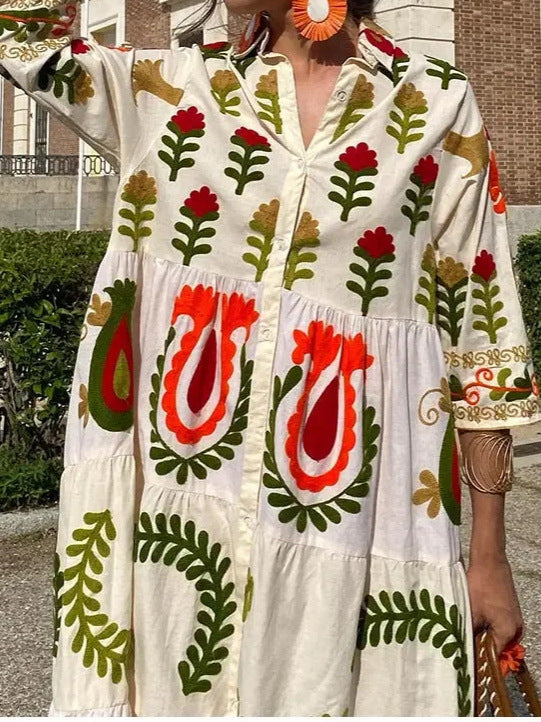 Bohemian Style Elena Dress with Flowing Design and Vibrant Patterns