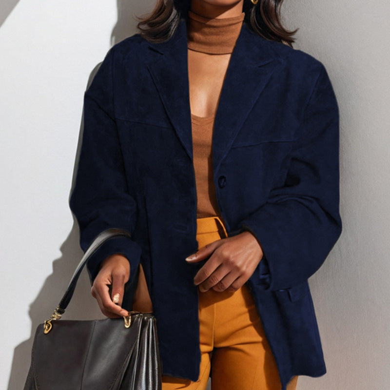 Women’s Suede Oversized Blazer Jacket