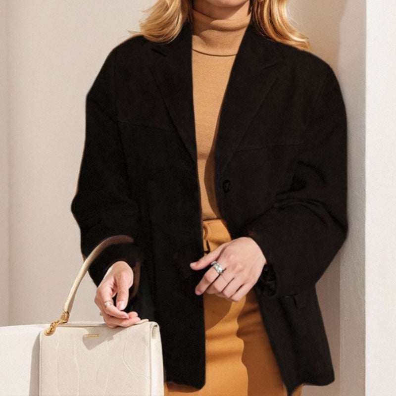 Women’s Suede Oversized Blazer Jacket
