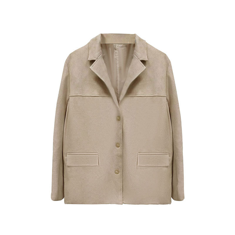 Women’s Suede Oversized Blazer Jacket