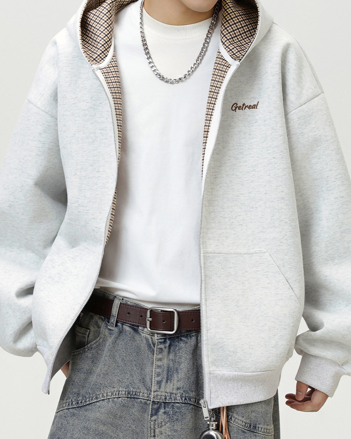 Men’s Get Real Checked Lined Zip Hoodie