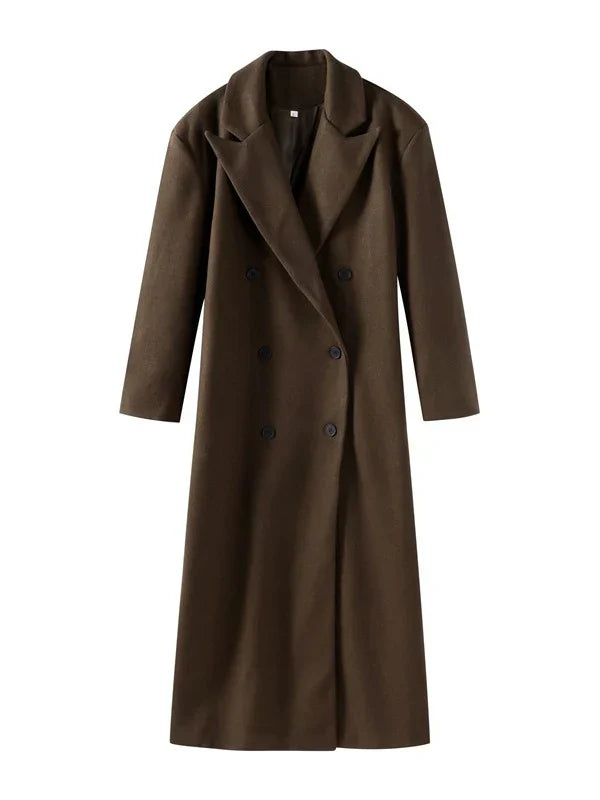 Women's Oversized Wool-Blend Long Coat - Winter Outerwear
