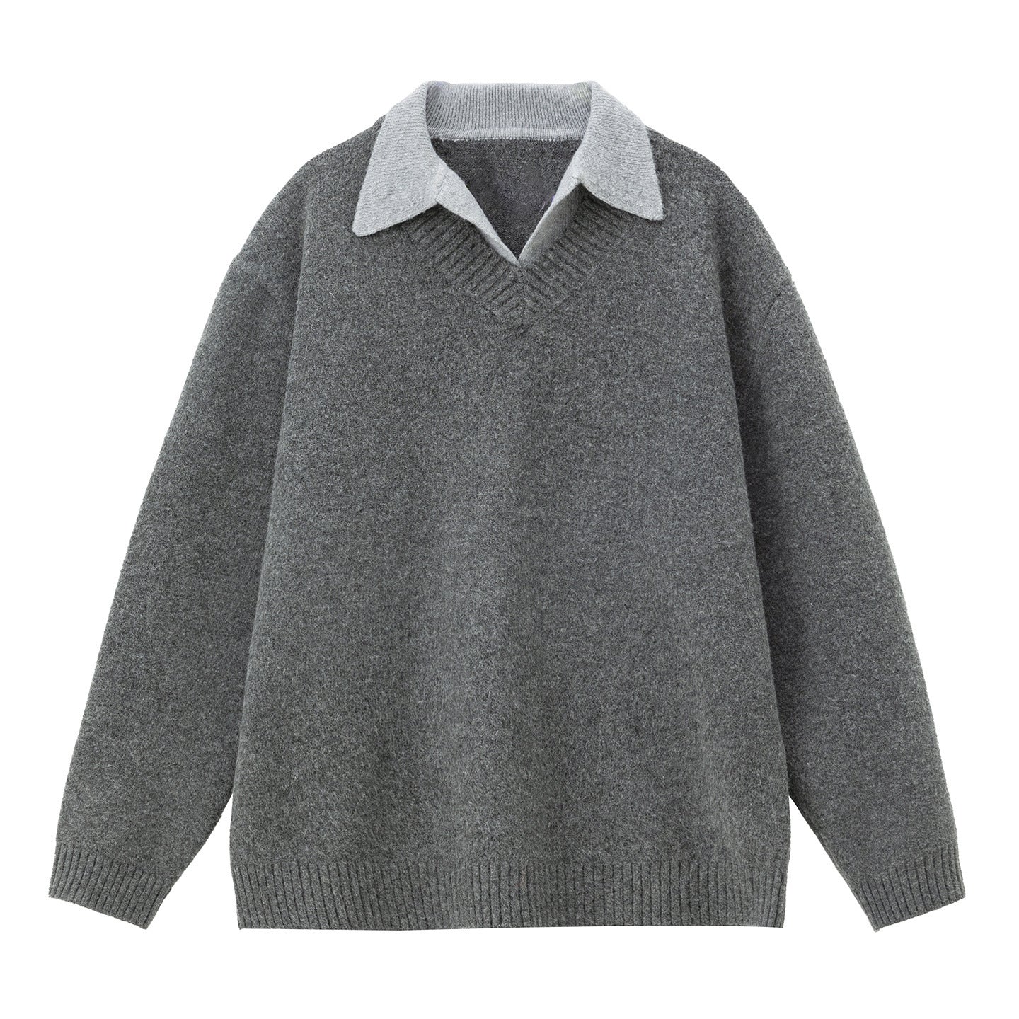 Men’s Wool-Blend Collar V-Neck Knit Sweater