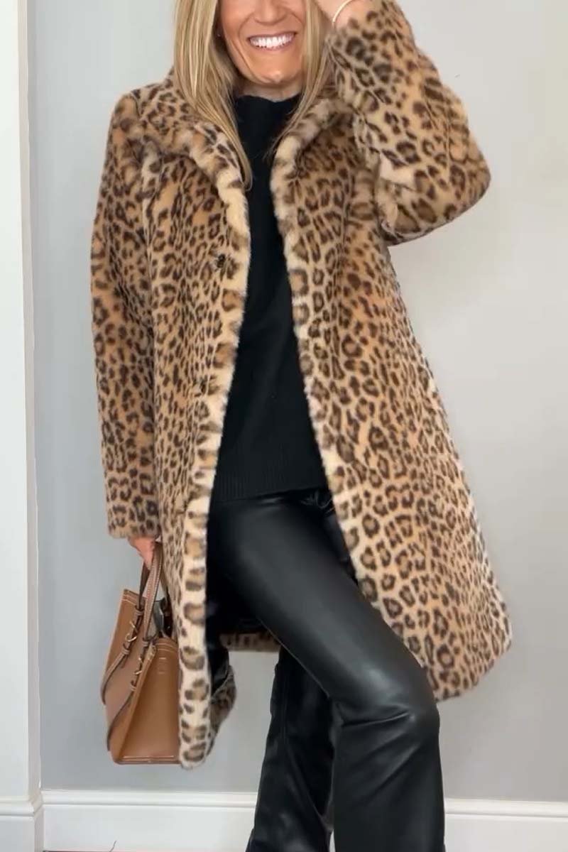 Elegant Leopard Print Winter Coat for Women