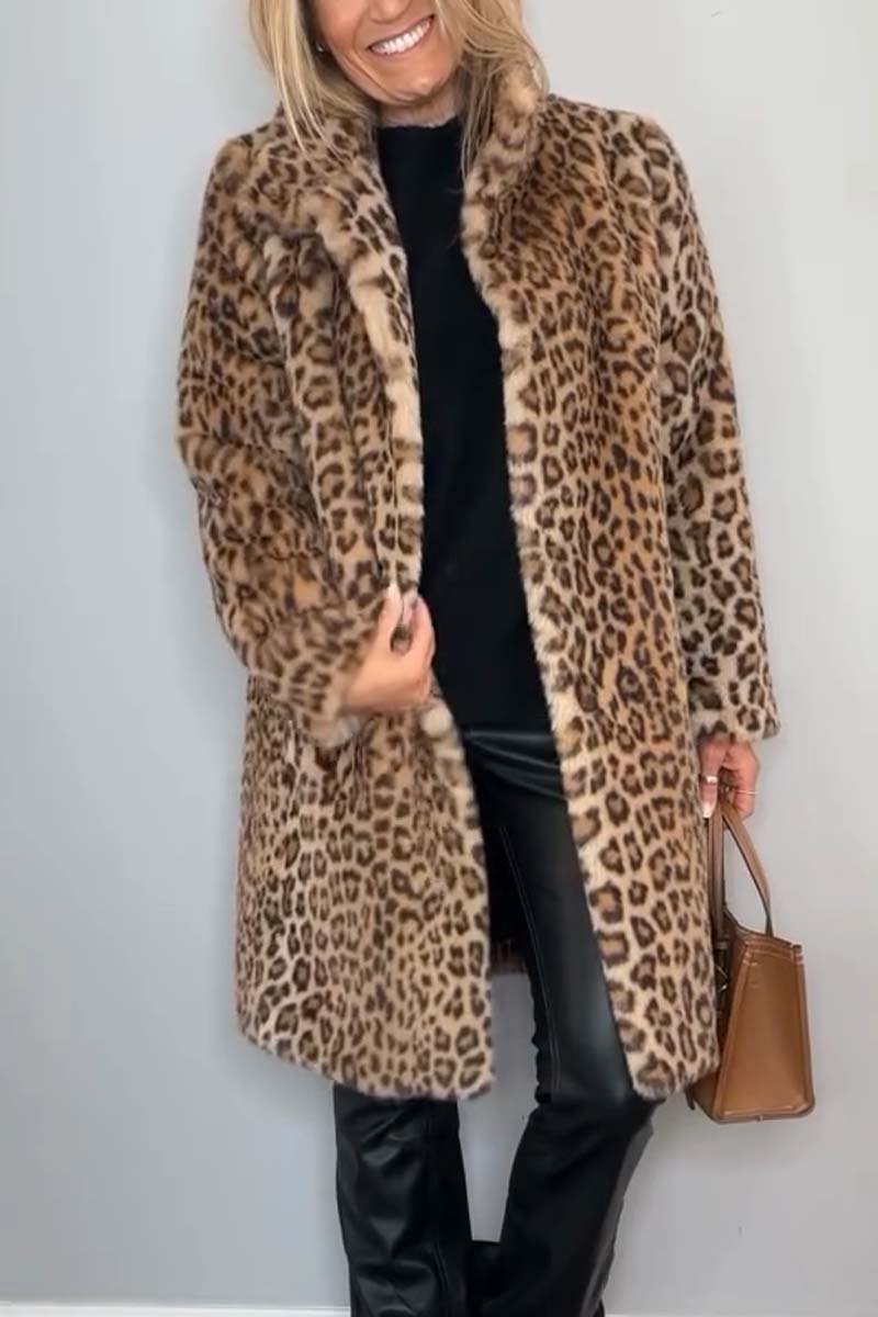 Elegant Leopard Print Winter Coat for Women