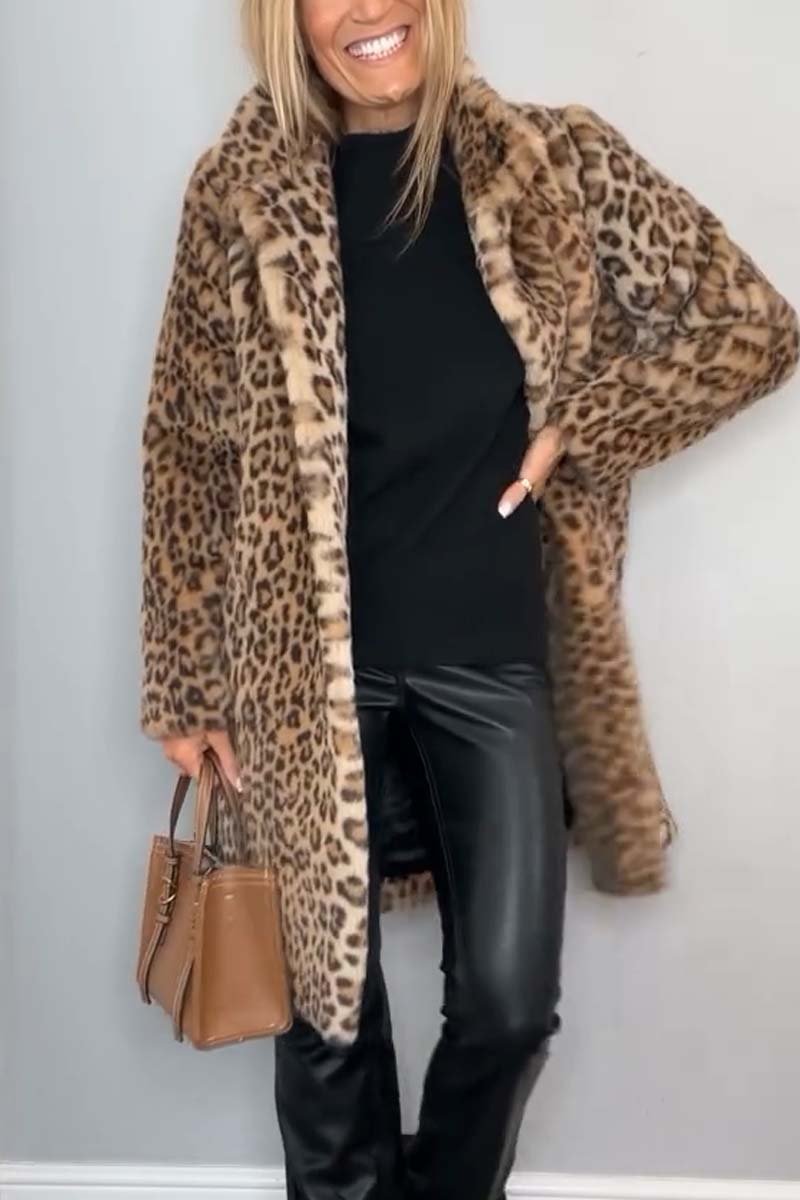 Elegant Leopard Print Winter Coat for Women