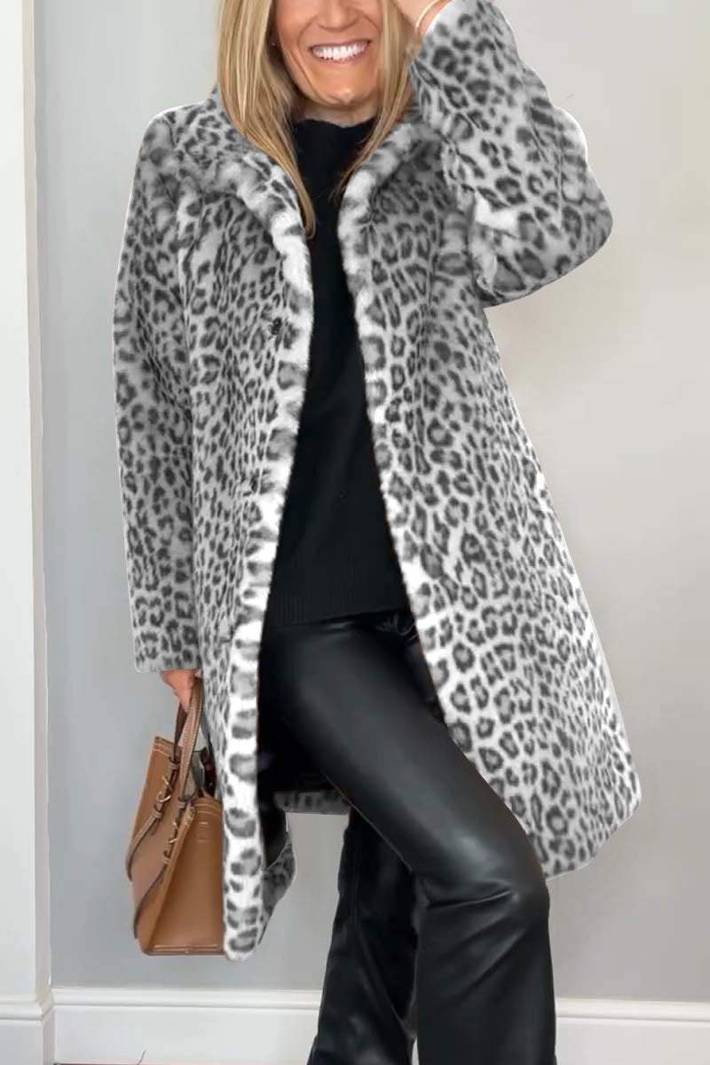 Elegant Leopard Print Winter Coat for Women