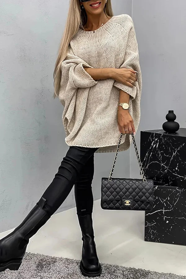 Ribbed Knit Poncho Top for Comfortable Layering