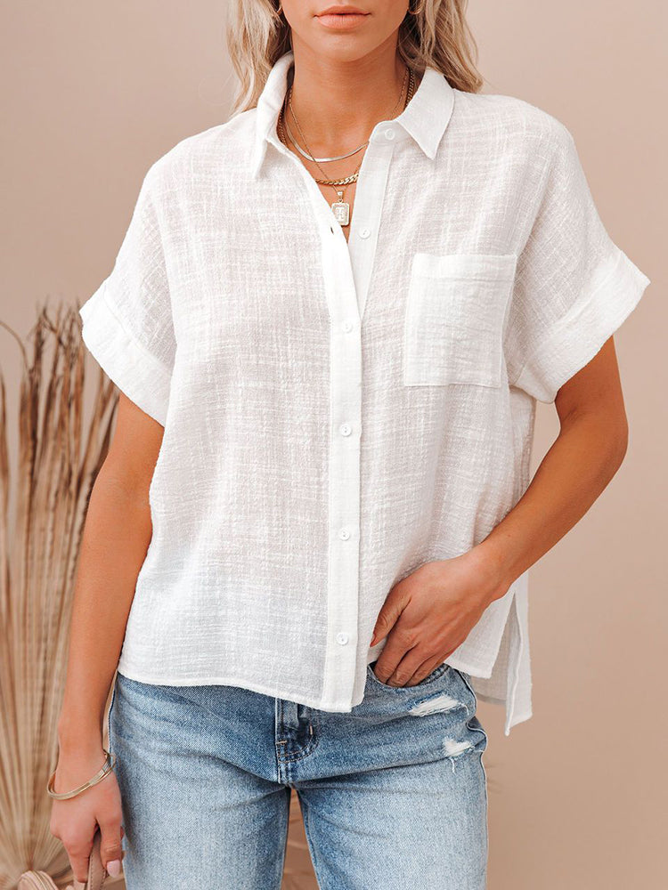 Linen Short Sleeve Shirt for Women - Lightweight and Breathable