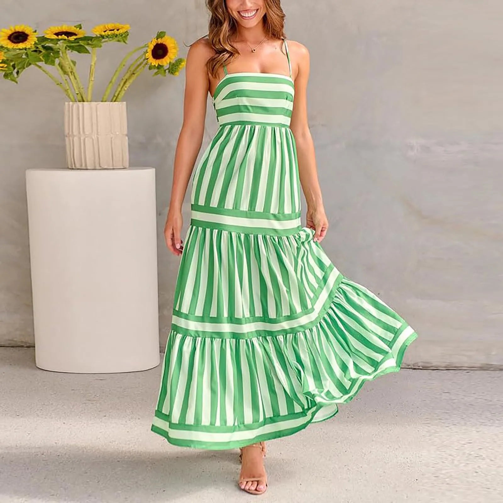 Colour Block Maxi Dress with Flattering Silhouette