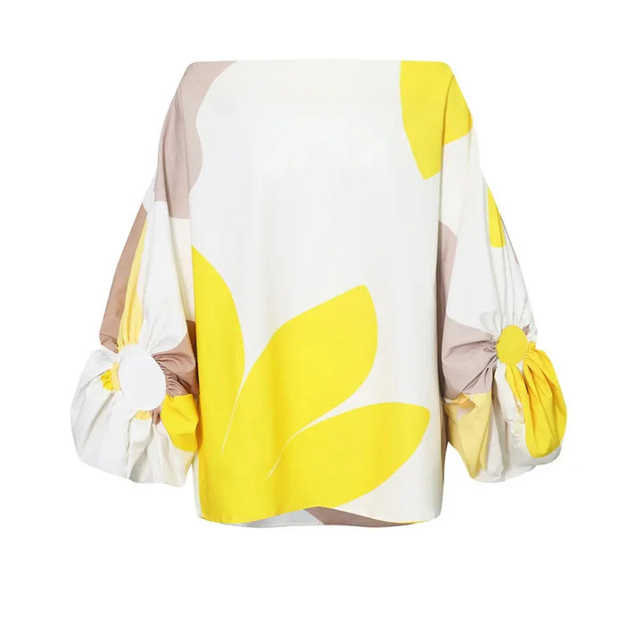 Asymmetrical Fringed Set with Geometric Print Design