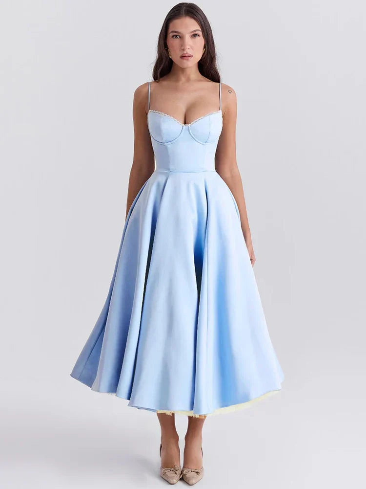 Backless Midi A-Line Dress in Chic Lilac