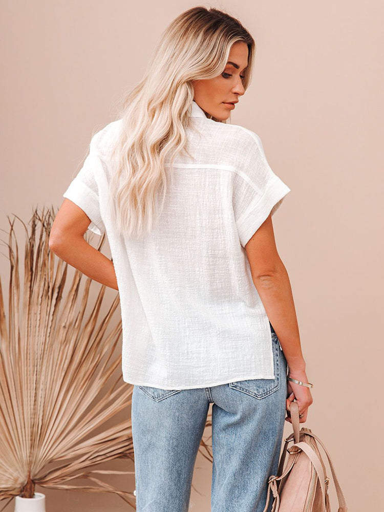 Linen Short Sleeve Shirt for Women - Lightweight and Breathable