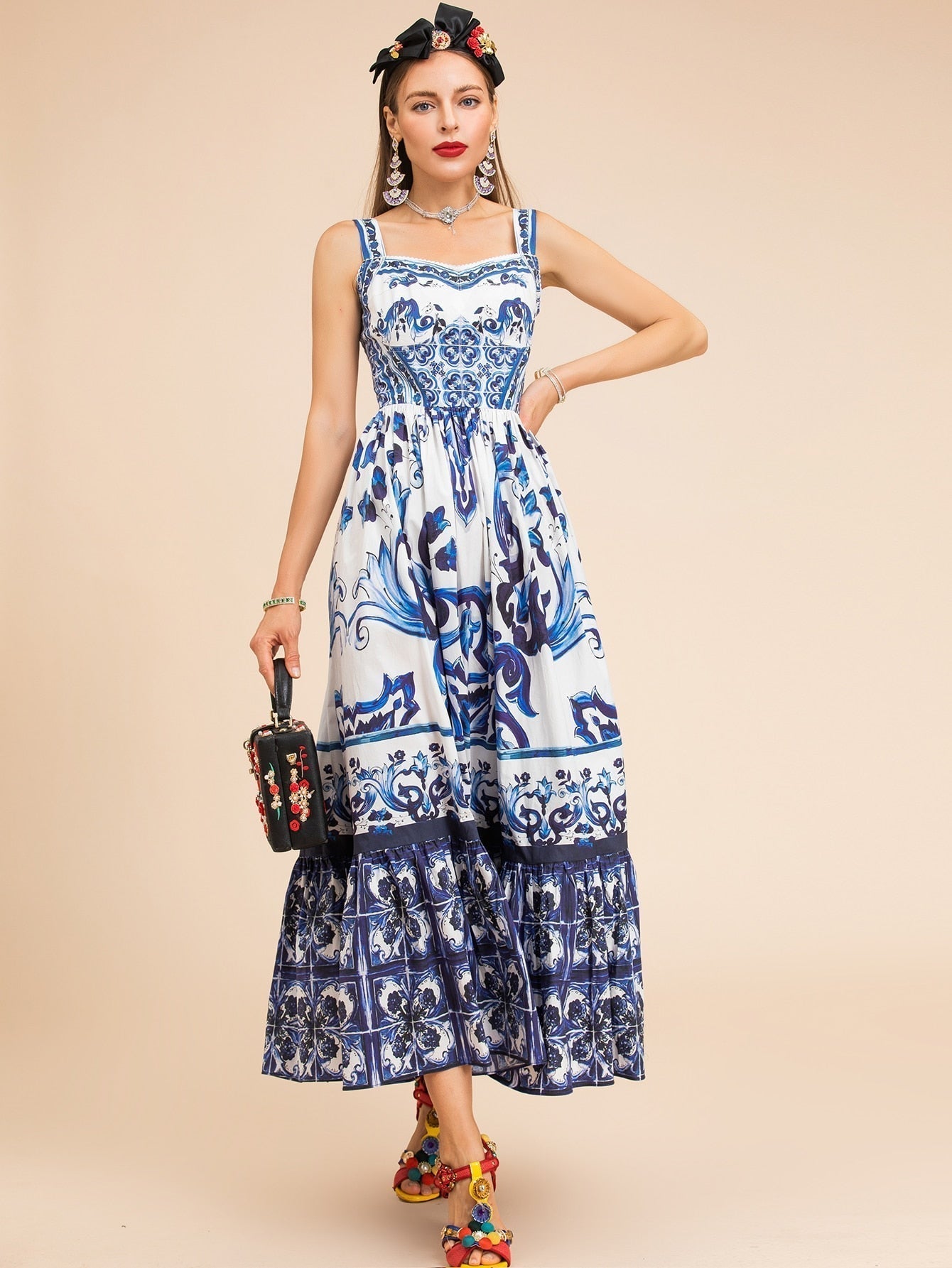 Summer Fashion Runway Midi Dress with Elegant Design