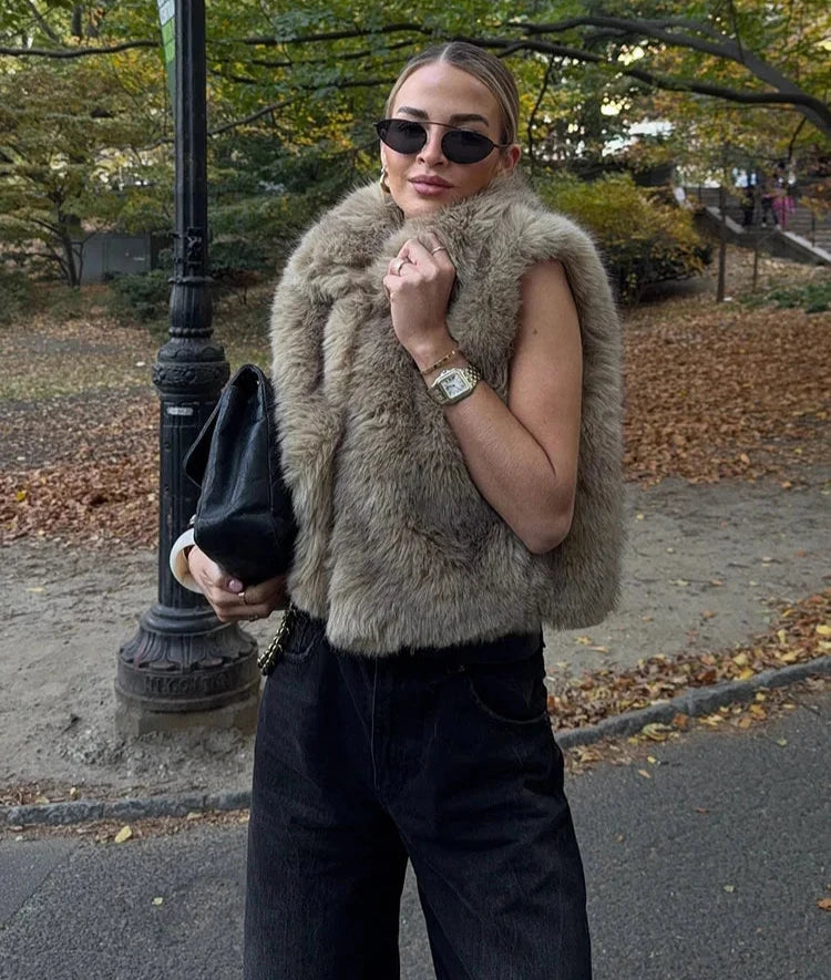 Sleeveless Faux Fur Gilet — Warm Winter Layer
