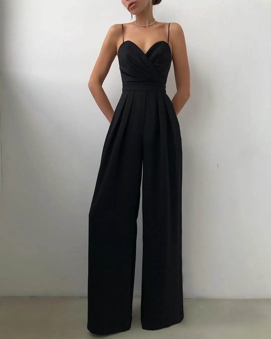 Women's Tailored Chiffon Jumpsuit with Adjustable Straps
