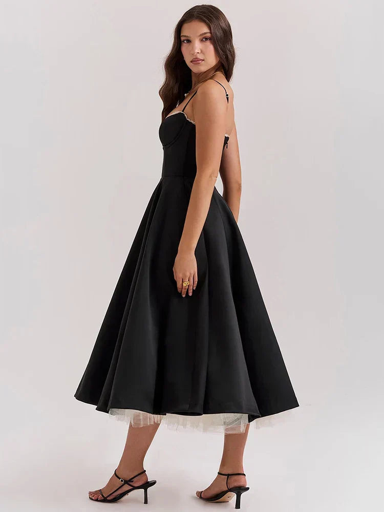 Backless Midi A-Line Dress in Chic Lilac