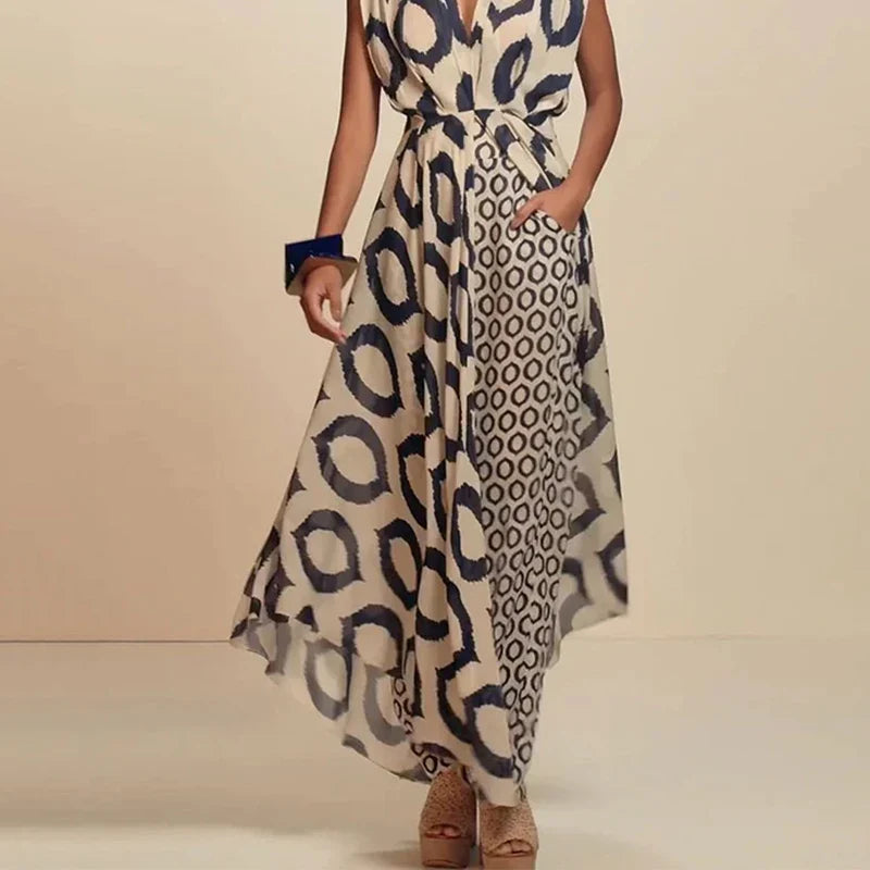 Boho Chic Long Kimono and Trousers Set with Ethnic Print
