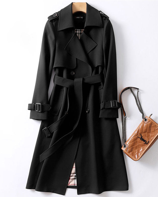 Checked Lining Long Jane Trench Coat for Stylish Layering