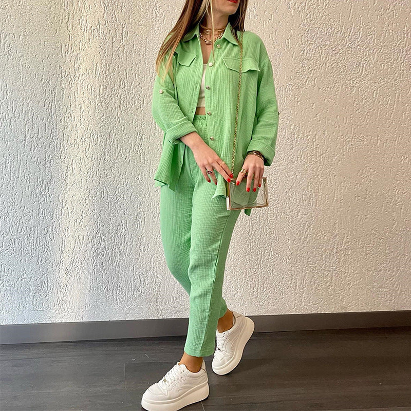 Women's Casual Shirt and Trouser Set - Stylish and Comfortable Outfit