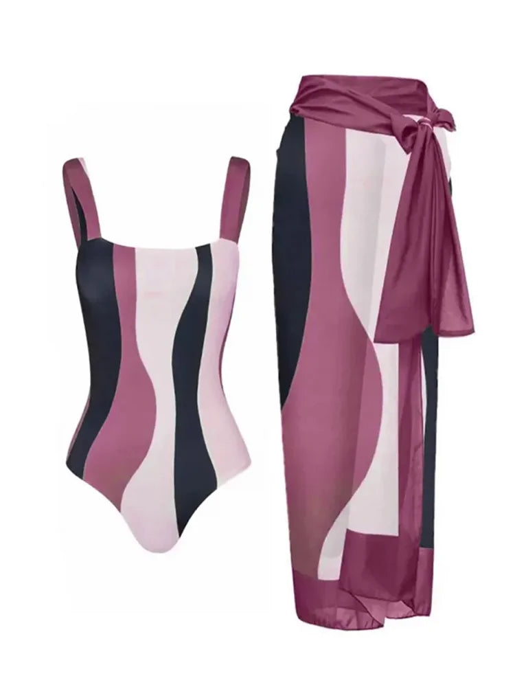 Girls' Swimsuit with Matching Cover-Up Set