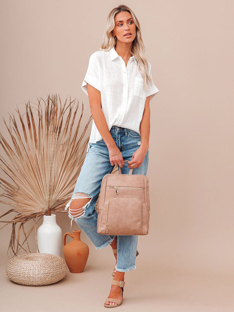 Linen Short Sleeve Shirt for Women - Lightweight and Breathable