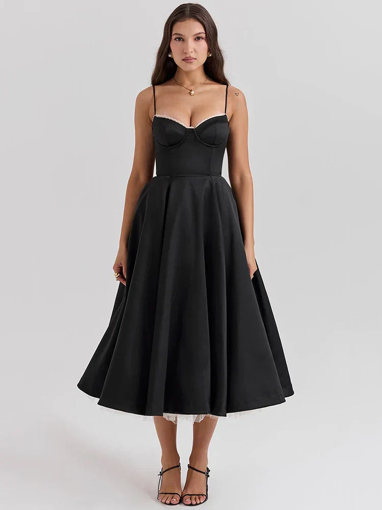 Backless Midi A-Line Dress in Chic Lilac