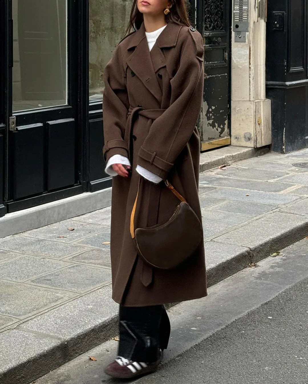 Women's Timeless Wool Belted Trench Coat - Tailored Outerwear