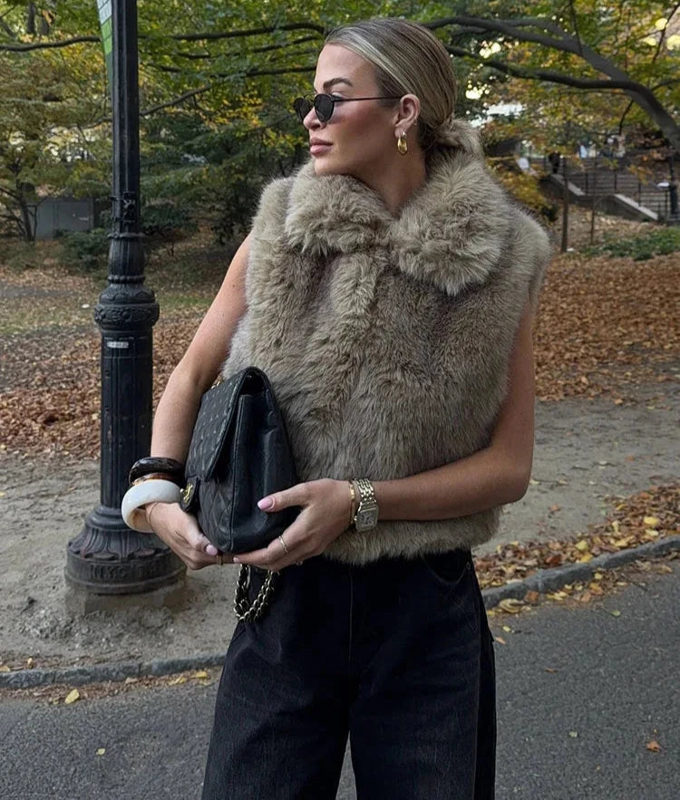 Sleeveless Faux Fur Gilet — Warm Winter Layer
