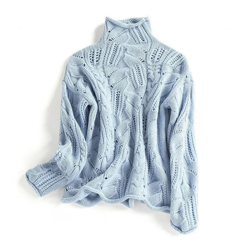 Mireya Women's Turtleneck Knit Sweater Soft Textured Pullover