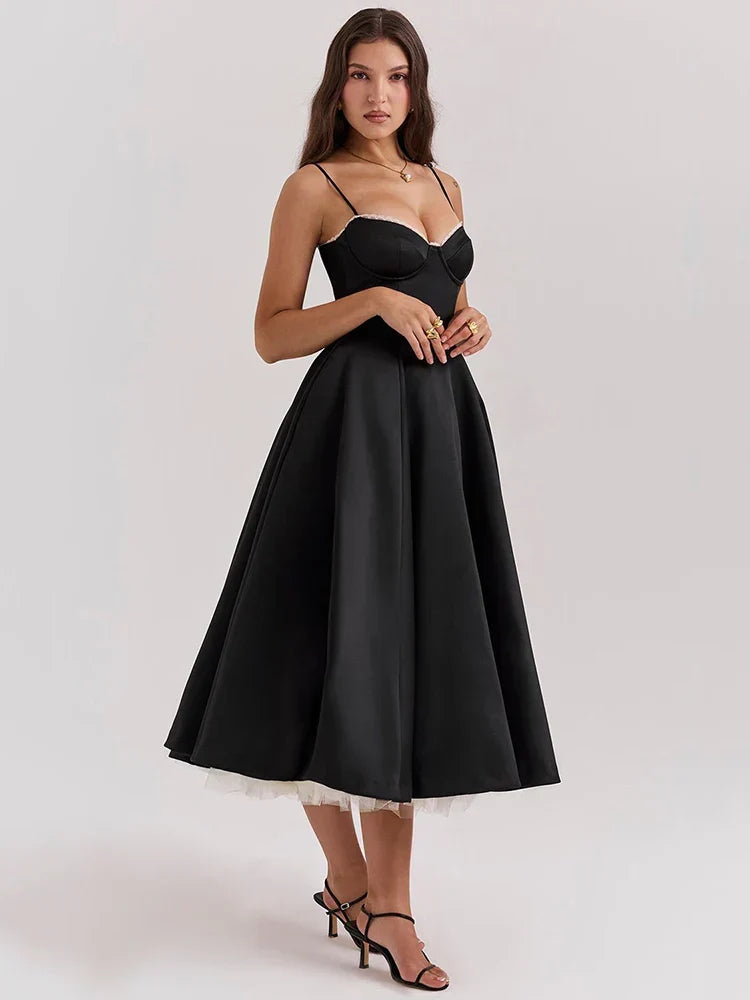 Backless Midi A-Line Dress in Chic Lilac