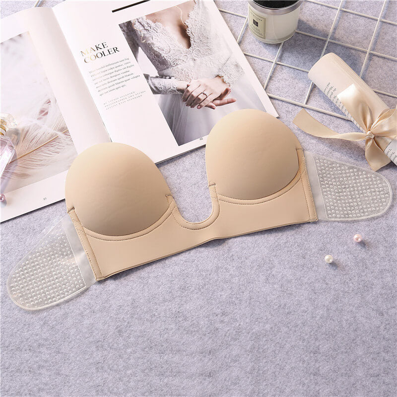 Invisible Strapless Push-Up Bra with Adhesive Support