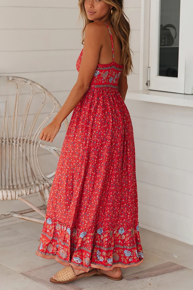 V-Neck Strappy Long Dress in Adana Style