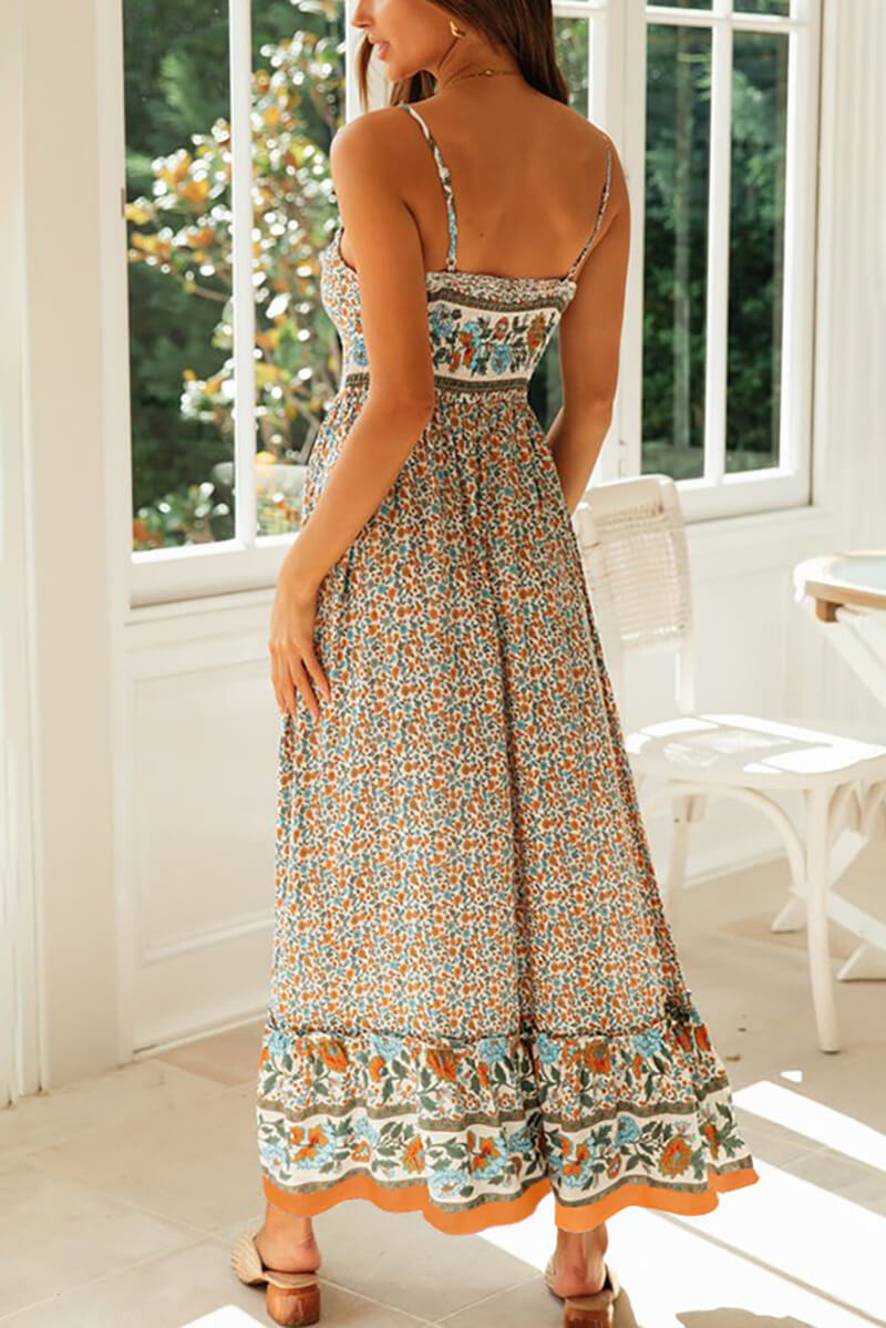 V-Neck Strappy Long Dress in Adana Style