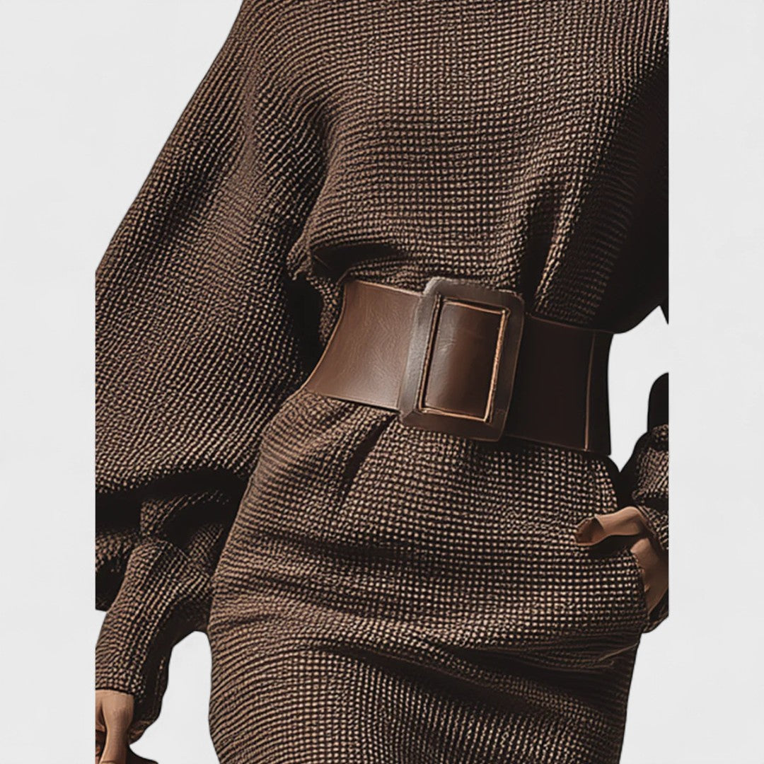 Women's Belted Short Knit Dress