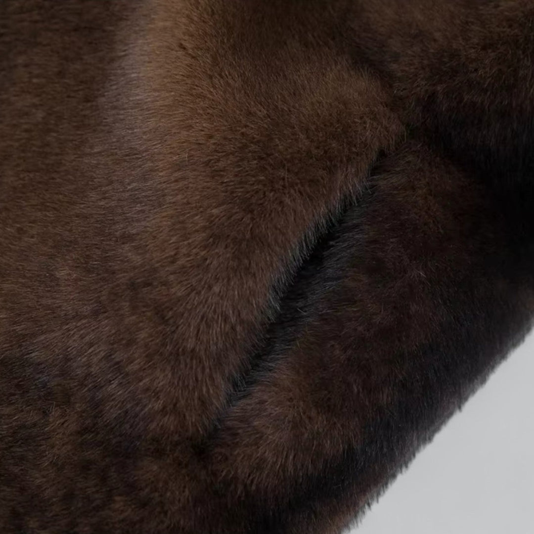 Dark Brown Long Faux Fur Coat - Winter Outerwear