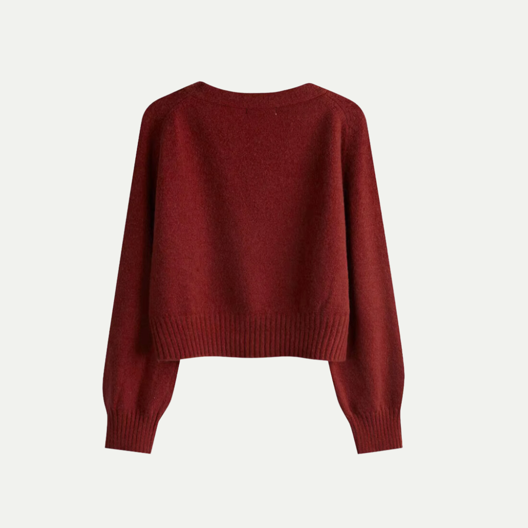 Women's V-Neck Button Cardigan With Asymmetric Knit Front